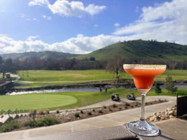 a drink on the deck